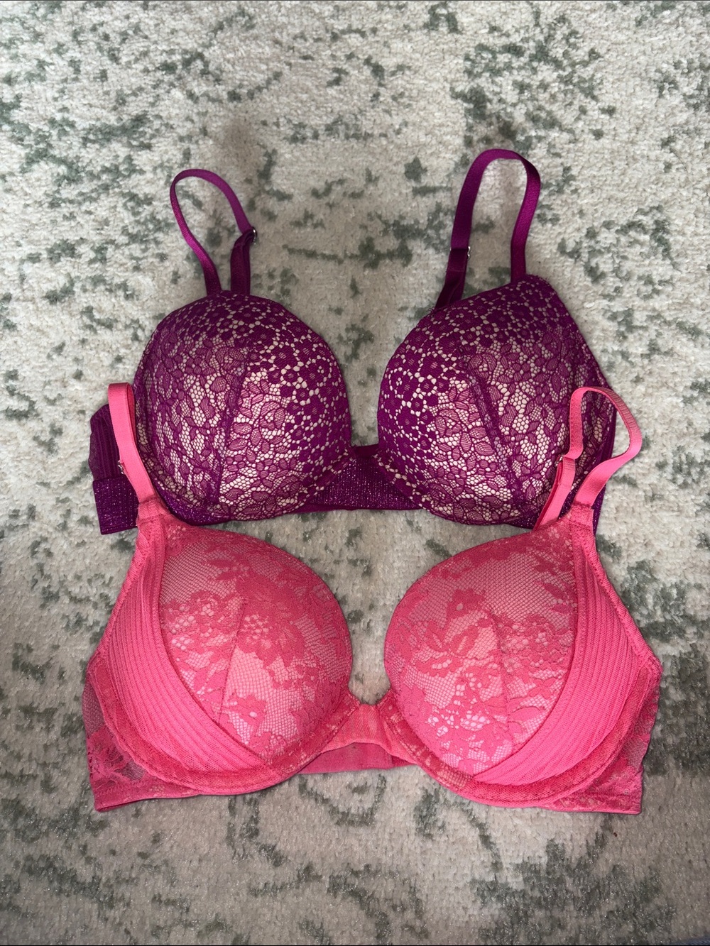 Victoria's Secret Lace Push-Up Bras - Hot Pink & Plum